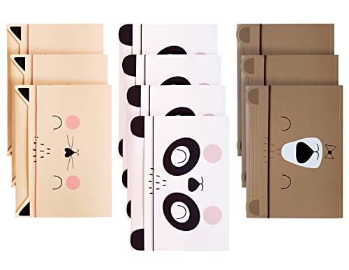 Sammelmappe A5 - Gummizug Zeichenmappe für Kinder - aus Starkem Karton - Soft-Touch - Innen und Außen Bedruckt - Lustige Form - 3 Motive Sortiert: Katze + Bär + Panda - 10er Pack von Interdruk