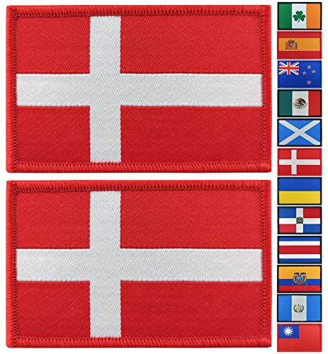JBCD 2 Stück Dänemark Flagge Patch Dänish Flags Tactical Patch Pride Flag Patch für Kleidung Hut Patch Team Military Patch von JBCD