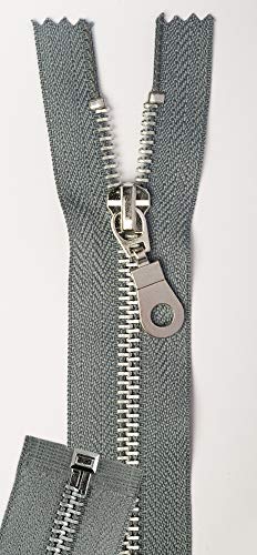 Jajasio 2 STK. Reißverschluss Metall Aluminium Teilbar in 13 Farben Mittelgrau 50cm Metallreißverschluss für Jacken Mantel von Jajasio