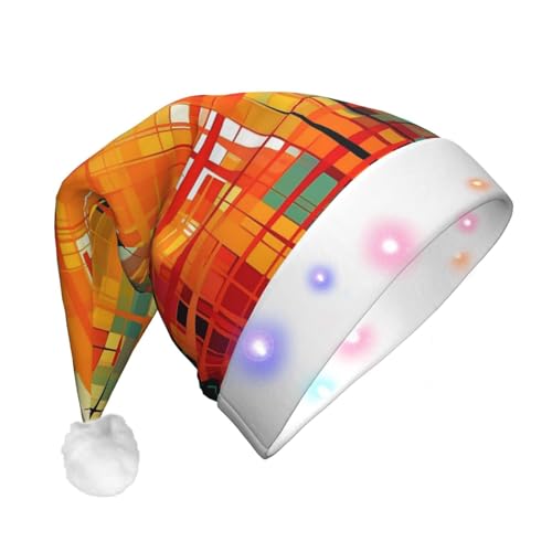 KHiry Leuchtende Weihnachtsmütze aus Plüsch mit LED-Lichtern, lebendige Farbpalette, Weihnachtsmütze für Erwachsene von KHiry