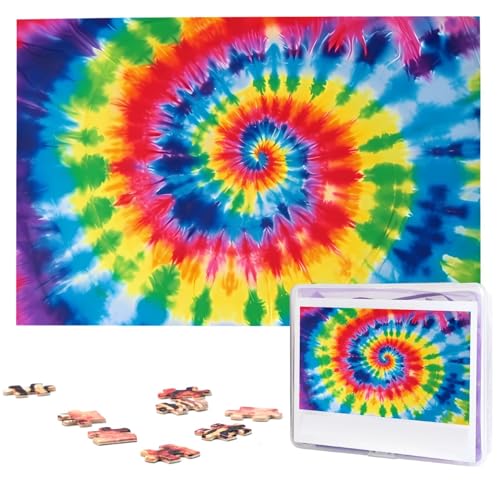 KHiry Puzzles 1000 Stück personalisierte Puzzles Batikfarben Regenbogen Fotopuzzle anspruchsvolles Bildpuzzle für Erwachsene Personaliz Puzzle mit Aufbewahrungstasche (74,9 x 50 cm) von KHiry