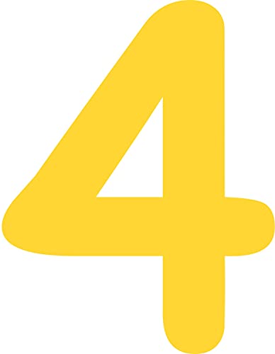 Kleckerliese Alphabet Zahlen Ziffern 30cm selbstklebende Aufkleber Wandtattoo Wanddekoration Kinderzimmer STICKER 4 - Höhe 30cm, Farbe Gelb von Kleckerliese