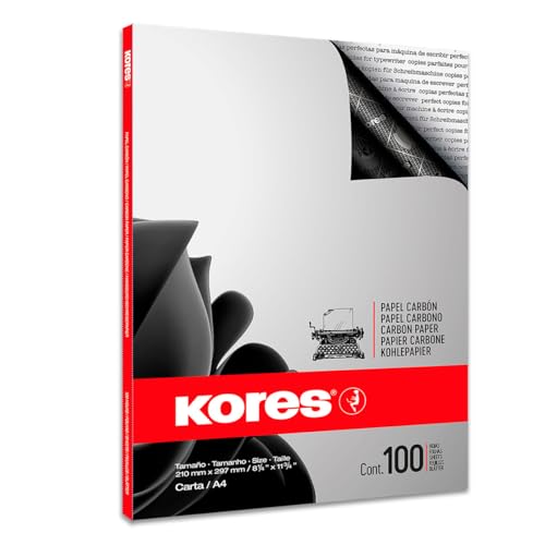 Kores Kohlepapier für Schreibmaschine, DIN A4, schwarz, 100 Blatt von Kores