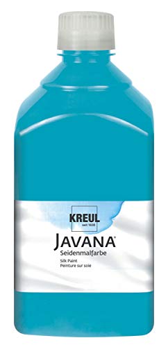 KREUL 8113-1LTR - Javana Seidenmalfarbe 1 l Flasche, türkis, hochpigmentierte und brillante Farbe auf Wasserbasis, mit fließend flüssigem Charakter, dringt tief in die Fasern ein von Kreul