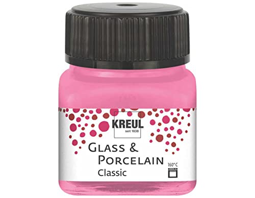KREUL 16209 - Glass & Porcelain Classic rosa, im 20 ml Glas, brillante Glas- und Porzellanmalfarbe auf Wasserbasis, schnelltrocknend, deckend von Kreul