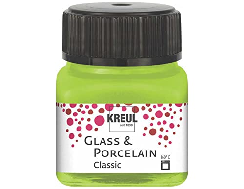 KREUL 16221 - Glass & Porcelain Classic maigrün, im 20 ml Glas, brillante Glas- und Porzellanmalfarbe auf Wasserbasis, schnelltrocknend, deckend von Kreul