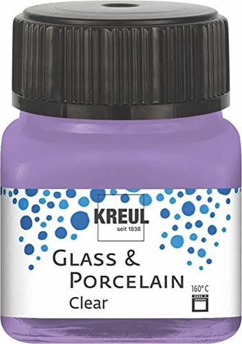 KREUL 16295 - Glass & Porcelain Clear flieder, im 20 ml Glas, transparente Glas- und Porzellanmalfarbe auf Wasserbasis, schnelltrocknend, glasklar von Kreul