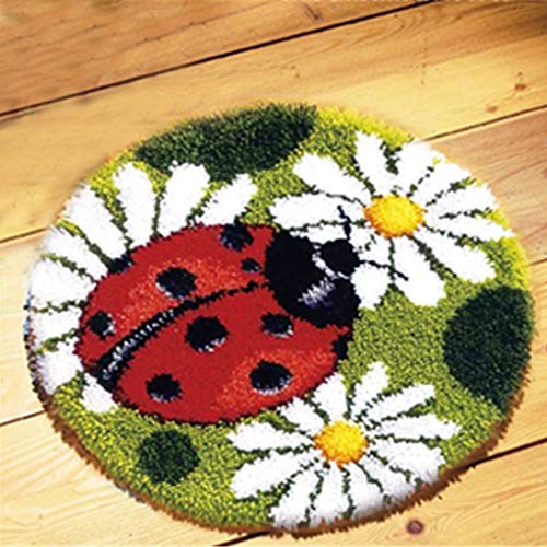 LUBOT Ladybug Knüpfhaken-Set, Teppichherstellung, für Kinder/Erwachsene, mit bedrucktem Leinenmuster, 50,8 x 50,8 cm von LUBOT