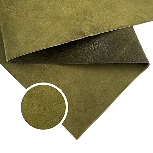 Echtes grünes Wildleder-Leder: echtes Ledertuch zum Basteln, 30 x 45 cm, Olivgrün von LeatherAA ITALIAN LEATHER COMPANY