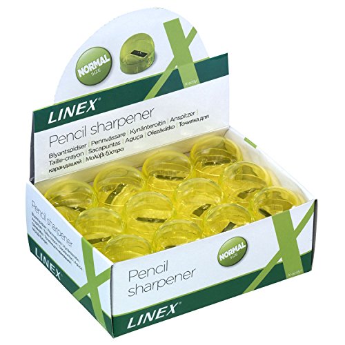 Linex PS150/D Bleistiftspitzer, Anspitzdosen in transparent-gelb in Displaykarton, Anspitzer 24 Stück von Linex