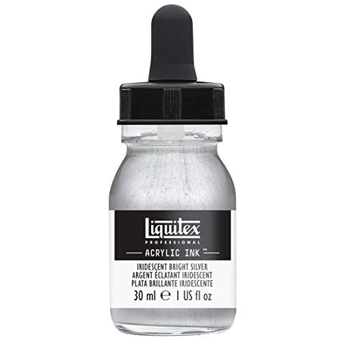 Liquitex 4260236 flüssige Professional Acrylfarben - Ink, Tusche, 30 ml, hochpigmentierte Airbrushfarbe, lrisierendes helles silber von Liquitex