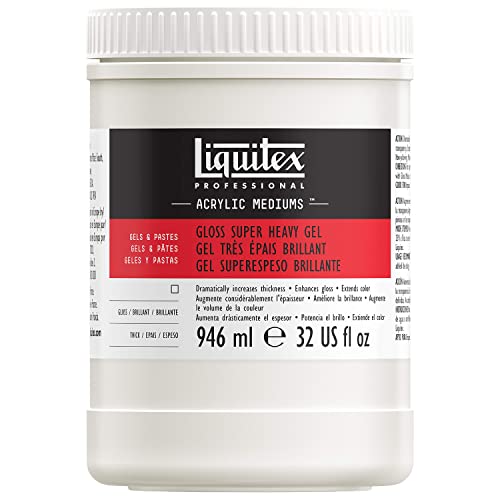 Liquitex 7432 Professional glänzendes sehr schweres Gel Medium für Acrylfarben, ideal für hohe Spitzen und skulpturierte Aufträge, hoher Oberflächenwiederstrand - 946ml Top, Transparent glänzend von Liquitex