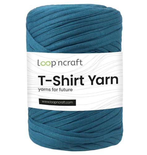 Textilgarn, Petrolgrün, Loopncraft, 350g, T-Shirt Yarn, Recyling Garn von Loopncraft