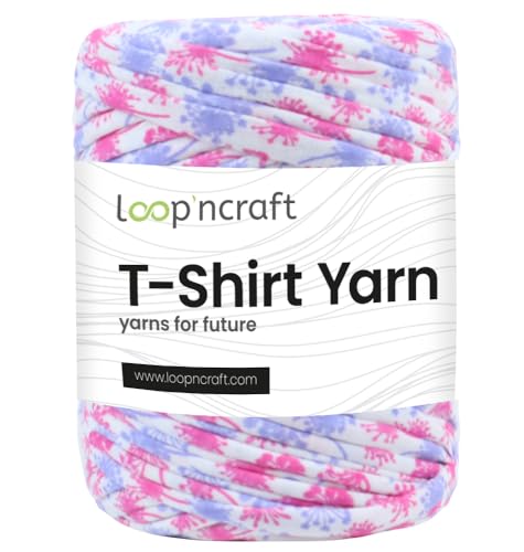 Textilgarn, Rosa Lila Gemustert, Loopncraft, 350g, T-Shirt Yarn, Recyling Garn von Loopncraft