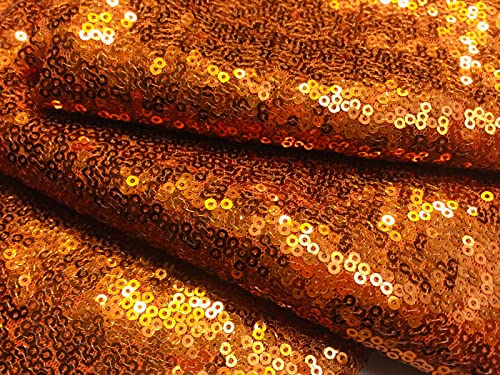 3 mm Paillettenstoff, 2-Wege-Stretch, Fischschuppen, mehrfarbiges Material für Karnevals-Bastelarbeiten, 130 cm breit (1 Meter, Kupferorange) von LushFabric