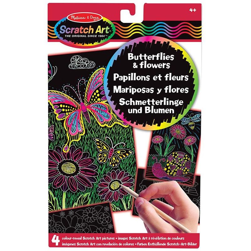 Kratzbild Scratch Art® – Schmetterlinge & Blumen Mit Holzstift von Melissa & Doug