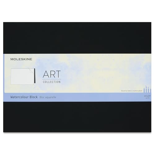 Moleskine - Art Collection Watercolour Block - Zeichenblock für Wasserfarben, Papier Geeignet für Wasserfarben - Kartoneinband - Format 13 x 21 cm - Farbe Schwarz, 20 Seiten von Moleskine
