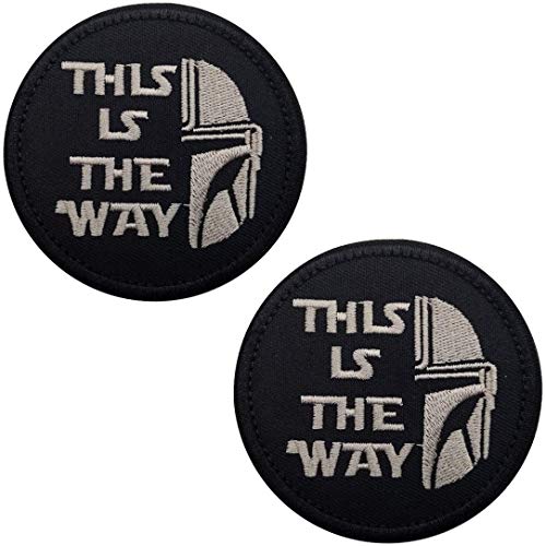 This is The Way Mandalorian Half Helmet Inspired Art Embroidered Fastener Hook and Loop Backing Tactical Moral Patch 8,9 cm 2 Stück von ODSS