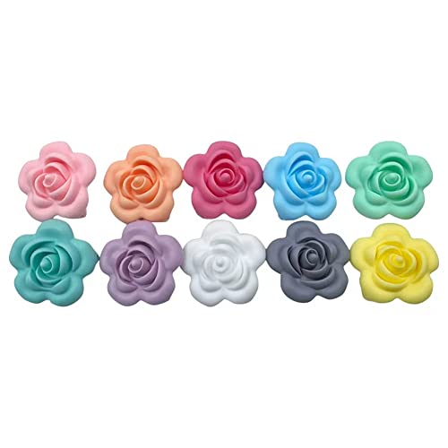 Silikonperlen 40mm 10pc Blume Anhänger Mix Farbe DIY Silikonperlen Für Die Schmuckherstellung von Oulitigy