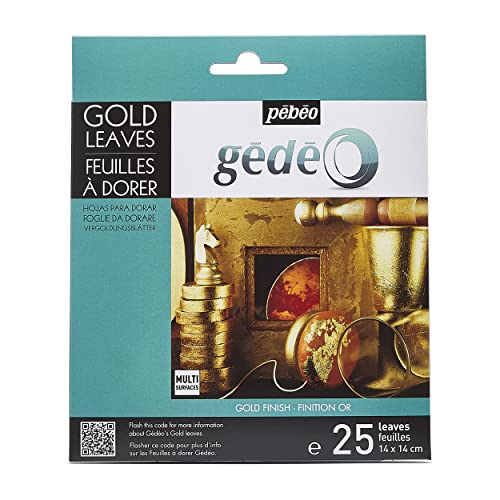 Gedeo 766542 Gédéo Blattgold, 25 Stück, Vergoldungsblätter, Gold, 14 x 14 cm von Pebeo