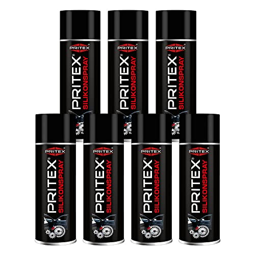 PRITEX – Silikonspray 7 x 400 ml schmiert, pflegt und schützt diverse Materialien – fettfreies Trennmittel für Kunststoff, Gummi, Holz & Metall – Gleitspray Pflegemittel Schmiermittel von PRITEX