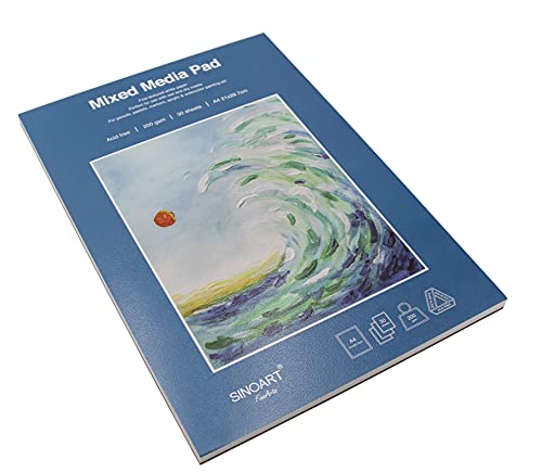 Paintersisters® Malblock A4, 30 Blatt für Mixed Media, Block mit leicht Strukturiertem Papier 200g/m², naturweiß und matt, säurefrei von Paintersisters