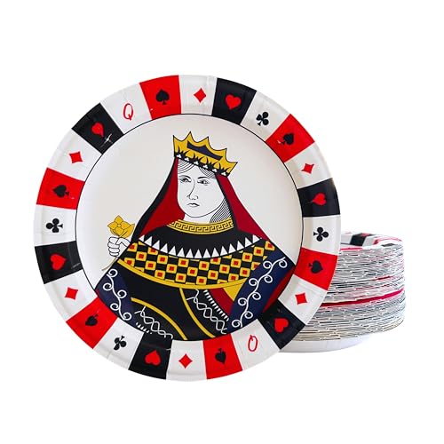 Pappteller – 60 kleine Einweg-Partyteller in 6 verschiedenen Poker-Designs – Casino-Partyzubehör für Geburtstag, Dessert, Teeparty – 20,3 x 20,3 cm von Partay Shenanigans