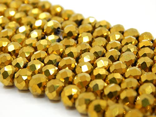 120 Stück Tschechische Böhmische Kristallperlen 4mm Tschechische Perlen CZ Glasschliffperlen Facettierte Rondelle Kügelchen Glasperlen, 1 strang (Gold Metallic) von Perlin