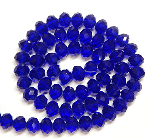 85 Stück Tschechische Böhmische Kristallperlen 6mm Tschechische Perlen CZ Glasschliffperlen Facettierte Rondelle Kügelchen Glasperlen, 1 strang (Cobalt Blau) von Perlin