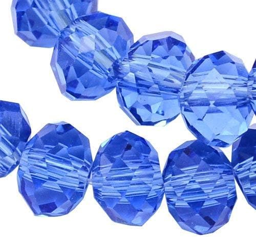 Tschechische Kristall Glas Perlen CZ Böhmische Facettierte Rondelle Glasperlen 4/6/8/10 mm (Blau, 8x6 mm) von Perlin