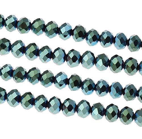 Tschechische Kristall Glas Perlen CZ Böhmische Facettierte Rondelle Glasperlen 4/6/8/10 mm (Fire-Polished Metallik Blau, 10x8 mm) von Perlin