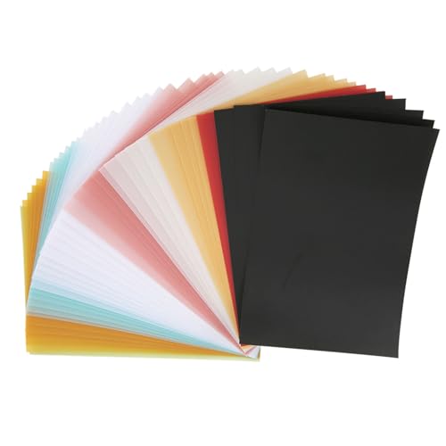 Pssopp 50 Stück Farbiges Pergamentpapier, Durchsichtiges Farbiges Kartonpapier, Durchsichtiges Pergamentpapier, Kartonpapier Zum Drucken, Skizzieren, Durchpausen, Zeichnen (5,91 X 3,94 Zoll) von Pssopp