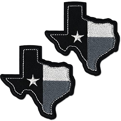 Aufnäher mit schwarzer Texas-Flagge, bestickt, zum Aufbügeln oder Aufnähen, 2 Stück von Purse Bling