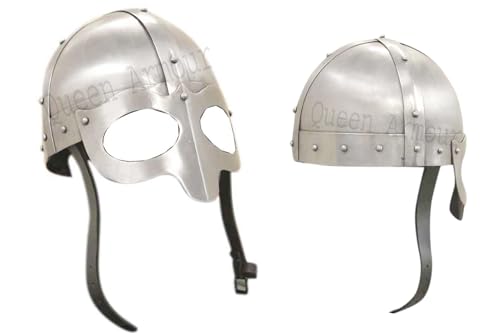 Queen Armour Mittelalter Wikinger Helm Einar Normale Reproduktion Helme Silber, silber, Einheitsgröße von Queen Armour
