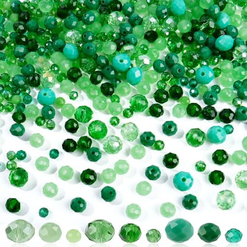 RUBY Facettierte Glasperlen, Glasperlen zum Auffädeln 4/6/8mm, Kristall Perlen, Glasperlen für DIY Herstellung Basteln Schmuckherstellung (Grün) von RUBY