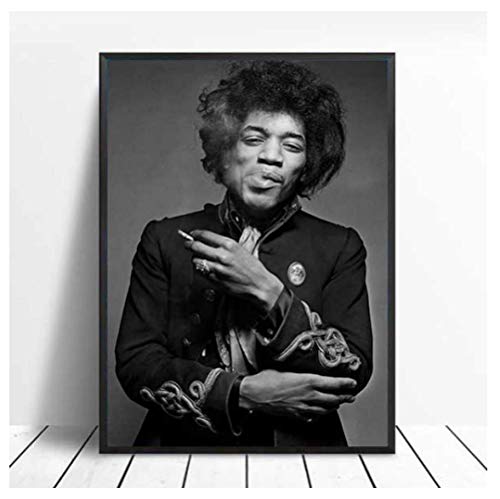 RUIYANMQ Leinwand Bild Jimi Hendrix Poster Druck Sänger Rock Musik Vintage Foto Schwarz-Weiß-Wandkunst Home Decor Kz2Bt 40X60Cm Rahmenlos von RUIYANMQ