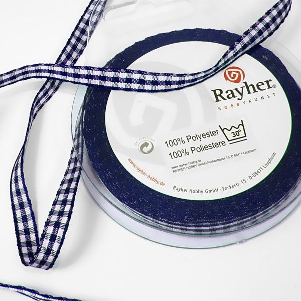Karoband auf Rolle dunkelblau, 10m lang und 6,3mm breit, 100% Polyester von Rayher Hobby GmbH