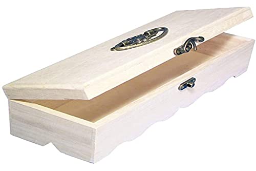 Rayher Holz-Box, 29 x 9,5 cm, Höhe 8 cm, Holzkiste FSC zertifiziert, unbehandelt, Holzschatulle mit Metall-Riegelverschluss und Griff, Aufbewahrungsbox zum Bemalen, 62298000 von Rayher