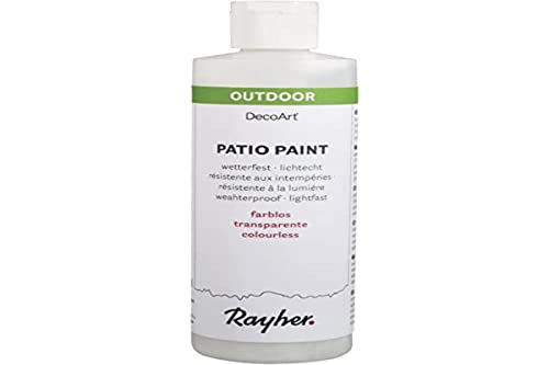 Rayher 38611702 Patio-Paint, farblos, Flasche 236 ml, wetterfeste Acrylfarbe, lichtecht, Farbe für Innen- und Außenbereich, Outdoor-Farbe, Schutzlack, Serviettenkleber, Grundierung von Rayher