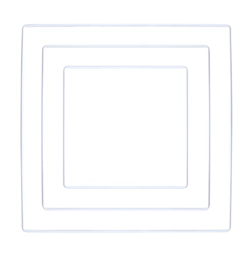 Rayher Metallformen Quadrat, weiß, sortiert, Box 3 Stück, je 1x 15 cm, 20 cm, 25 cm, Metallringe, Drahtformen zum Basteln, für Wickeltechnik, Floristik, Makramee Ring, 25220102 von Rayher