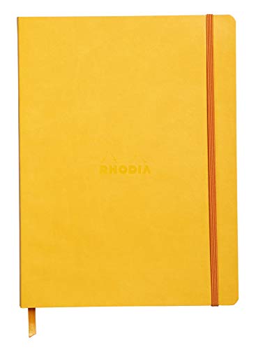 Rhodia 117566C Notizheft Rhodiarama mit weichem Umschlag, dot grid, 80 Blatt, 90 g elfenbeinfarbenes Papier, 190 x 250 mm, Lesezeichen, Innentasche,1 Stück,dottergelb von Rhodia
