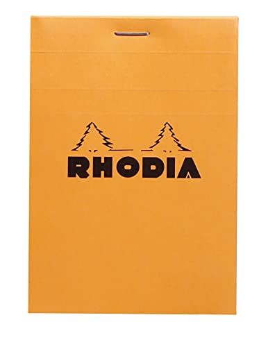 Rhodia 12200C - Notizblock (geheftet, mikroperforiert, kariert, 85 x 120 mm, 80 Blatt) 1 Stück orange von Rhodia