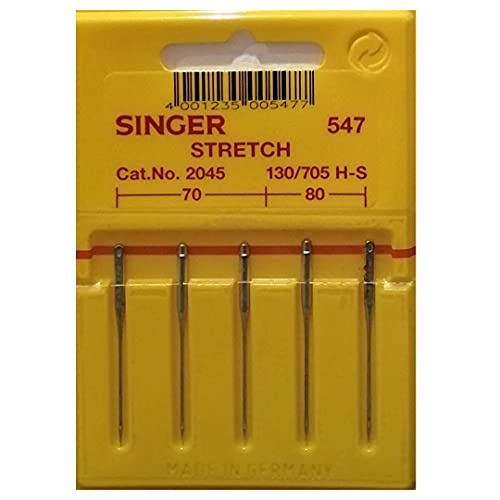 5 Original Singer Nähmaschinen Nadeln 2045 Stärke 70/09 und 80/11 für Strickware 130/705 H-S von Singer