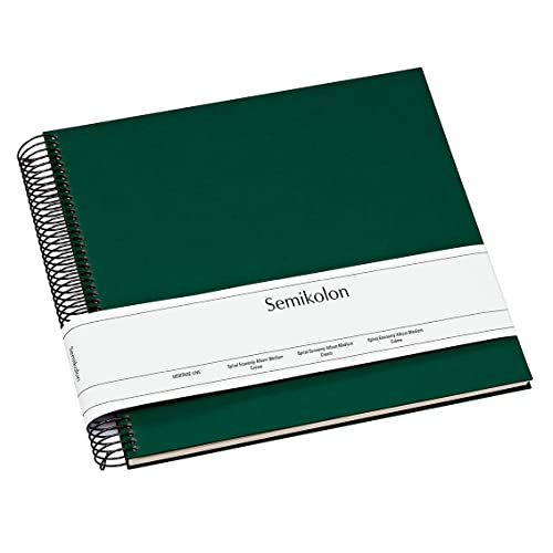 Semikolon 364029 Spiral Album Economy Medium – 23x22,3 cm – Fotoalbum, 40 Seiten cremeweiß, Fotobuch, forest grün von Semikolon