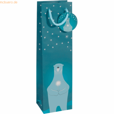 5 x Sigel Geschenktasche Bottle Polar bear with candle 100x350x80mm von Sigel