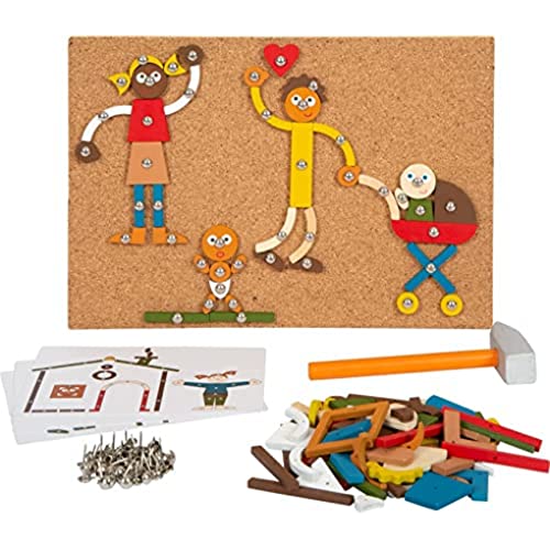 Small Foot Hämmerchenspiel Zuhause und Familie aus Holz, mit Korkbrett und Hammer für Kinder ab 3 Jahren, 12359 Cartoon Toys, Mehrfarbig, S von Small Foot