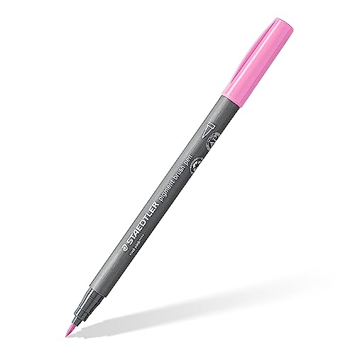 STAEDTLER brush pen pigment Arts, rosé pink, pigmentierte Premium-Zeichentusche, Pinselspitze für variable Linienbreite, wasserfest, schnelltrocknend, brush pen Einzelstift, 371-208 von Staedtler