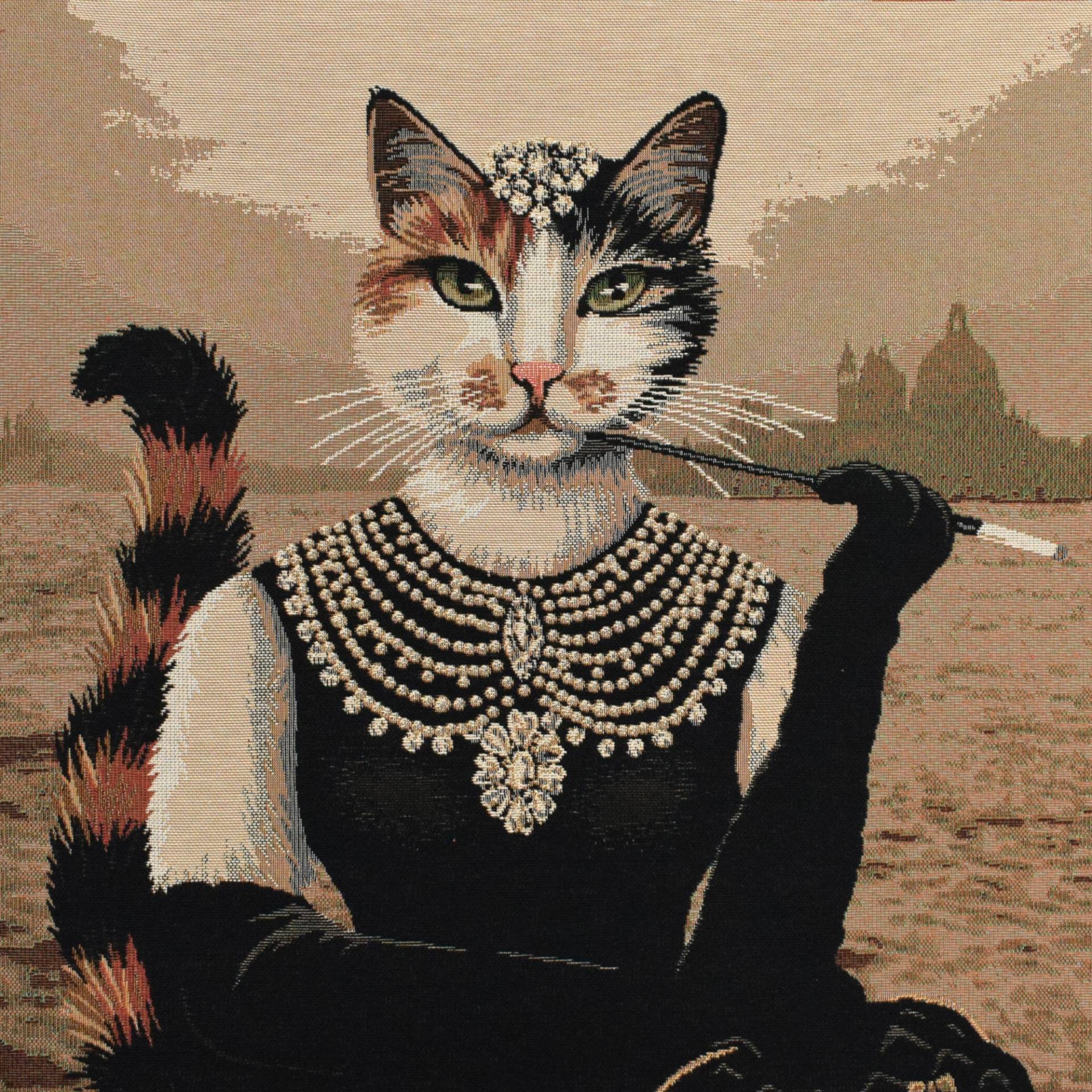 Dekostoff Gobelinstoff Fancy Cat Panel, 46 x 46 cm von Stoffe Hemmers