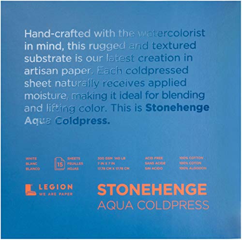 Legion Stonehenge Aqua Watercolor Block, 140lb. Cold Press, 7 by 7 inches, White, 15 Sheets (L21-SQC140WH77) von Stonehenge Aqua