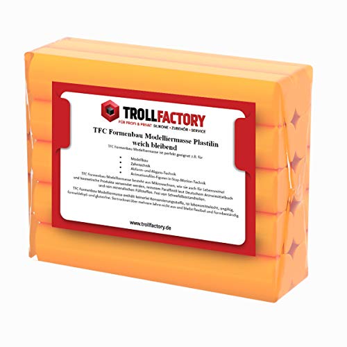 TFC Troll Factory Modelliermasse I Formenbau Plastilin I weich bleibend, orange I 1 x 1000 g von TFC Troll Factory